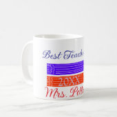 Rood blauwe kleurpotloden beste leraar ooit jaarna koffiemok (Voorkant links)