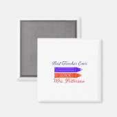 Rood blauwe kleurpotloden beste leraar ooit jaarna magneet (Voorkant / Achterkant)