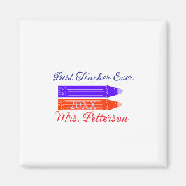 Rood blauwe kleurpotloden beste leraar ooit jaarna magneet