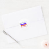 Rood blauwe kleurpotloden beste leraar ooit jaarna ronde sticker (Envelop)