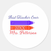 Rood blauwe kleurpotloden beste leraar ooit jaarna