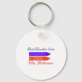Rood blauwe kleurpotloden beste leraar ooit jaarna sleutelhanger