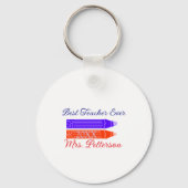 Rood blauwe kleurpotloden beste leraar ooit jaarna sleutelhanger (Achterkant)