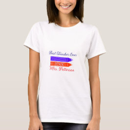 Rood blauwe kleurpotloden beste leraar ooit jaarna t-shirt