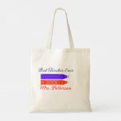 Rood blauwe kleurpotloden beste leraar ooit jaarna tote bag (Achterkant)