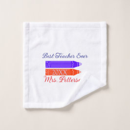 Rood blauwe kleurpotloden beste leraar ooit jaarna washandje