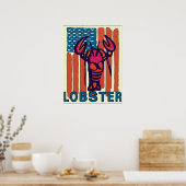 Rood-blauwe lobstervlag poster (Keuken)
