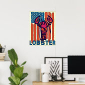 Rood-blauwe lobstervlag poster (Thuiskantoor)