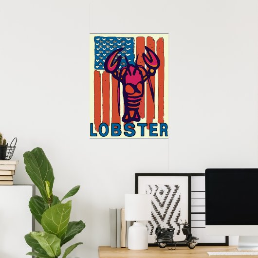 Rood-blauwe lobstervlag poster (Thuiskantoor)