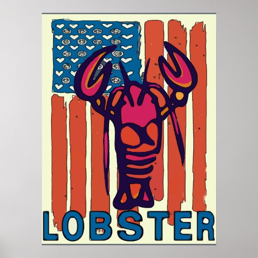 Rood-blauwe lobstervlag poster (Voorkant)