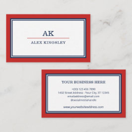 Rood Blauwe Rand Monogram Visitekaartje