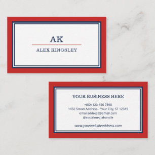 Rood Blauwe Rand Monogram Visitekaartje