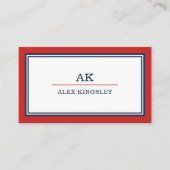 Rood Blauwe Rand Monogram Visitekaartje (Voorkant)