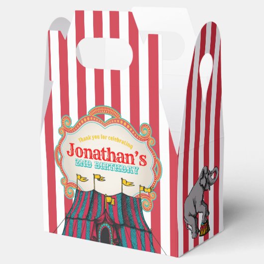 Rood Blauwgroen Blauw  Circus Verjaardag Bedankdoosjes (Geopend)