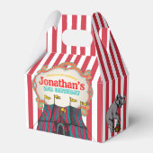 Rood Blauwgroen Blauw  Circus Verjaardag Bedankdoosjes (Voorkant Zijde)