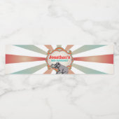 Rood Blauwgroen Blauw  Circus Verjaardag Waterfles Etiket (Enkel label)