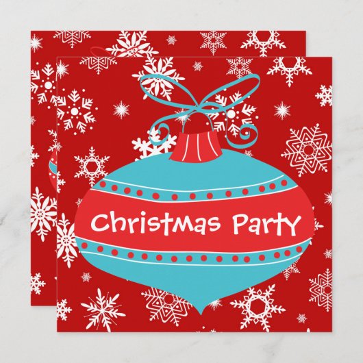 Rood Blauwgroen Blauw Retro Kerstfeest Kaart (Voorkant / Achterkant)