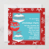 Rood Blauwgroen Blauw Retro Kerstfeest Kaart (Achterkant)