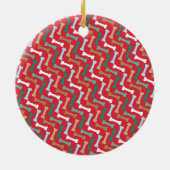 Rood & Blauwgroen Botpatroon Hondenliefhebbers Fam Keramisch Ornament (Achterkant)