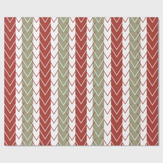 Rood Blauwgroen Chevron Streeppatroon Cadeaupapier (Vlak)