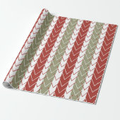 Rood Blauwgroen Chevron Streeppatroon Cadeaupapier (Uitgerold)
