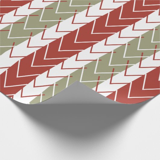 Rood Blauwgroen Chevron Streeppatroon Cadeaupapier (Hoek)