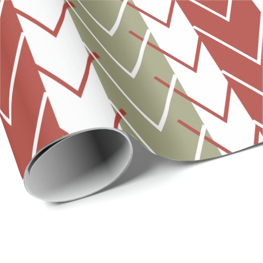 Rood Blauwgroen Chevron Streeppatroon Cadeaupapier (Rol Hoek)