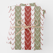 Rood Blauwgroen Chevron Streeppatroon Inpakpapier Vel (In situ)
