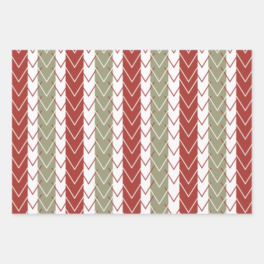 Rood Blauwgroen Chevron Streeppatroon Inpakpapier Vel (Voorkant)