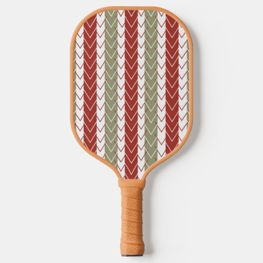 Rood Blauwgroen Chevron Streeppatroon Pickleball Paddle (Voorkant)
