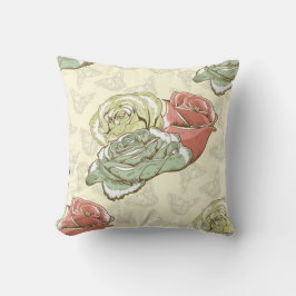 Rood, Blauwgroen, Crème Rozen Sierkussen