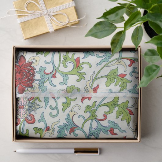 Rood, blauwgroen en paarse bloemendecoupage tissue tissuepapier (Geschenk)