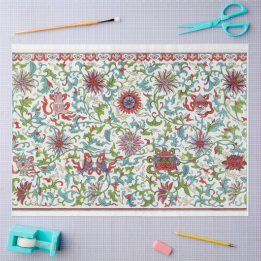 Rood, blauwgroen en paarse bloemendecoupage tissue tissuepapier (Craft)