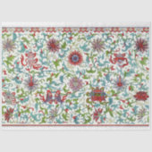 Rood, blauwgroen en paarse bloemendecoupage tissue tissuepapier (Voorkant)