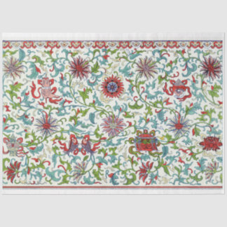 Rood, blauwgroen en paarse bloemendecoupage tissue tissuepapier