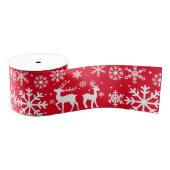 Rood Blauwgroen Holly Sneeuwvlokken en rendieren K Grosgrain Lint (Spoel)