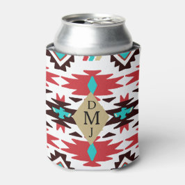 Rood Blauwgroen Monogram Native American Vision Blikjeskoeler