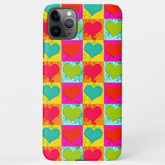 Rood Blauwgroen Turquoise Blue Lime Green Hearts P iPhone Hoesje (Achterkant)