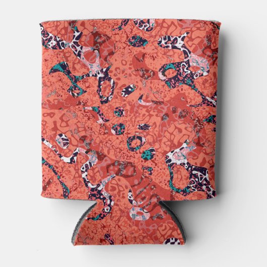 Rood Blauwgroen zwart wit gepolijst grafische afbr Blikjeskoeler (Voorkant)