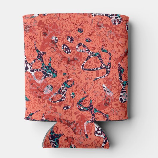 Rood Blauwgroen zwart wit gepolijst grafische afbr Blikjeskoeler (Achterkant)