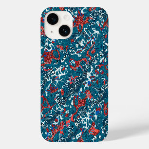 Rood Blauwgroen zwart wit gepolijst grafische afbr Case-Mate iPhone 14 Hoesje