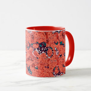 Rood Blauwgroen zwart wit gepolijst grafische afbr Mok