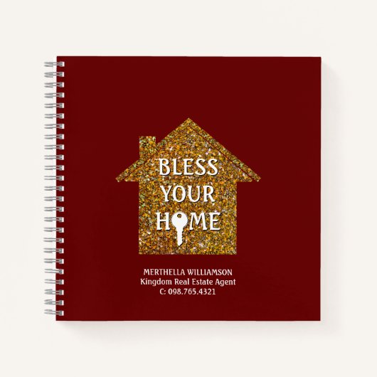 Rood BLESS YOUR HOME Vastgoed Notitieboek (Voorkant)