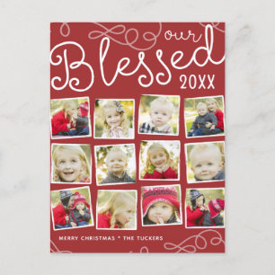Rood-Blessed Year Review kerstfoto Collage Aankondigingskaart