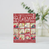 Rood-Blessed Year Review kerstfoto Collage Aankondigingskaart (Staand voorkant)