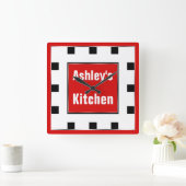 Rood Block Square Personated Wall Clock Vierkante Klok (Huis)