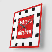 Rood Block Square Personated Wall Clock Vierkante Klok (Hoek)