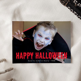 Rood Bloed Druppelt Prettig Halloween Foto Feestdagenkaart