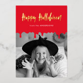 Rood bloed foto Halloween uitstrijken Folie Feestdagenkaart (Voorkant)