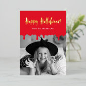 Rood bloed foto Halloween uitstrijken Folie Feestdagenkaart (Staand Voorkant)